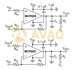 MCP602 Test Circuit -- DC and AC Test
